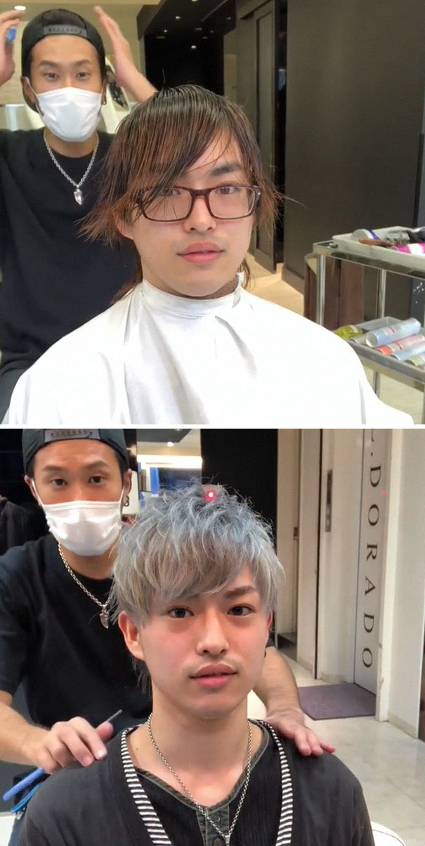 日本有一位名叫大月渉的发型师正在为男士们带来自信和快乐,理发