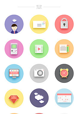 彩色扁平图标psd分层素材