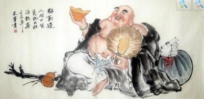 弥勒佛国画欣赏