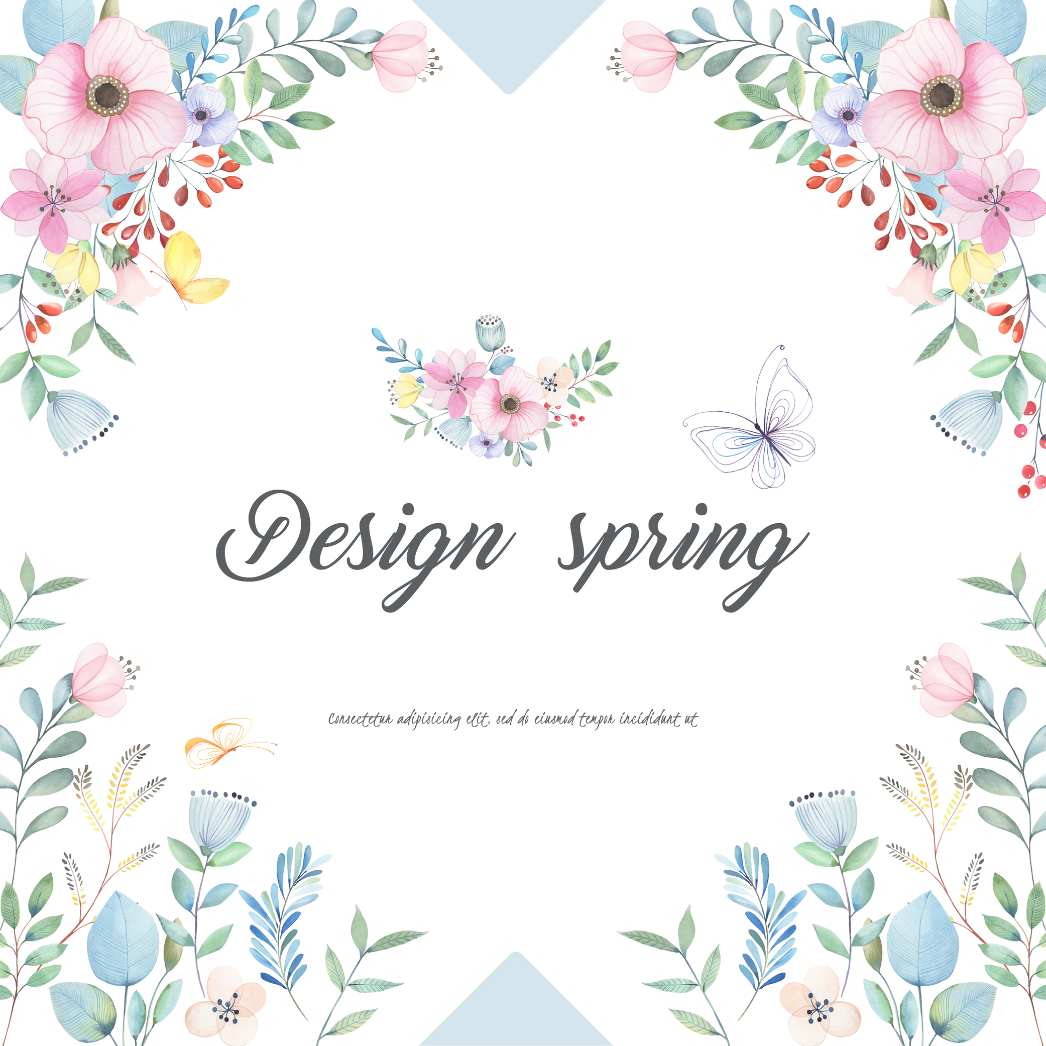 png原创小清新水彩花环手绘生日贺卡婚礼迎宾psd设计素材-淘宝网