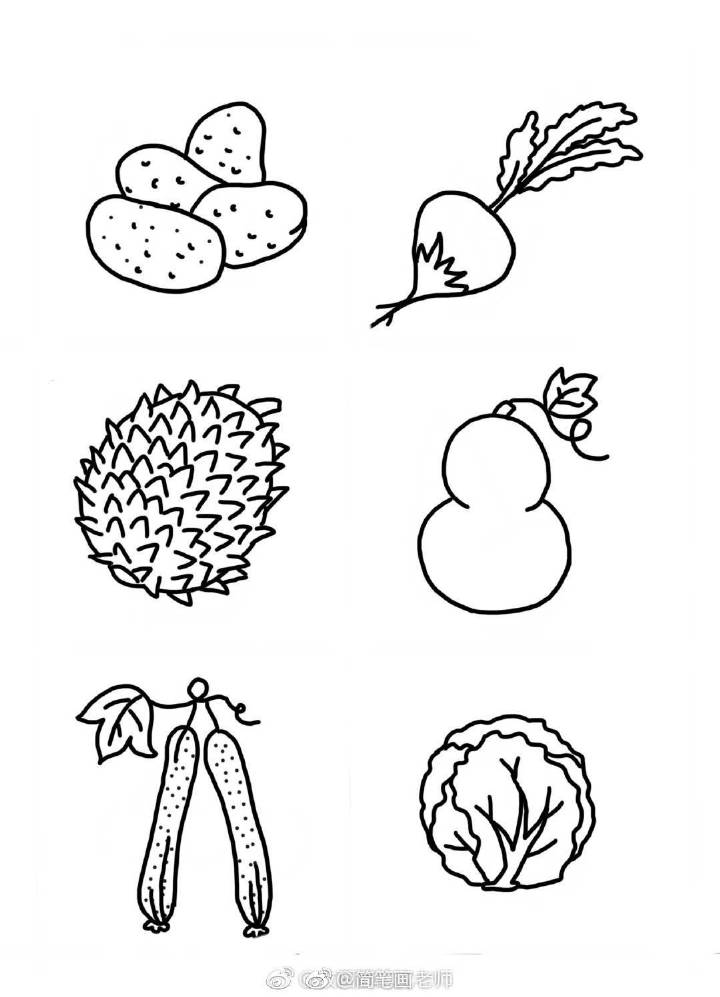 瓜果蔬菜组合图简笔画图片