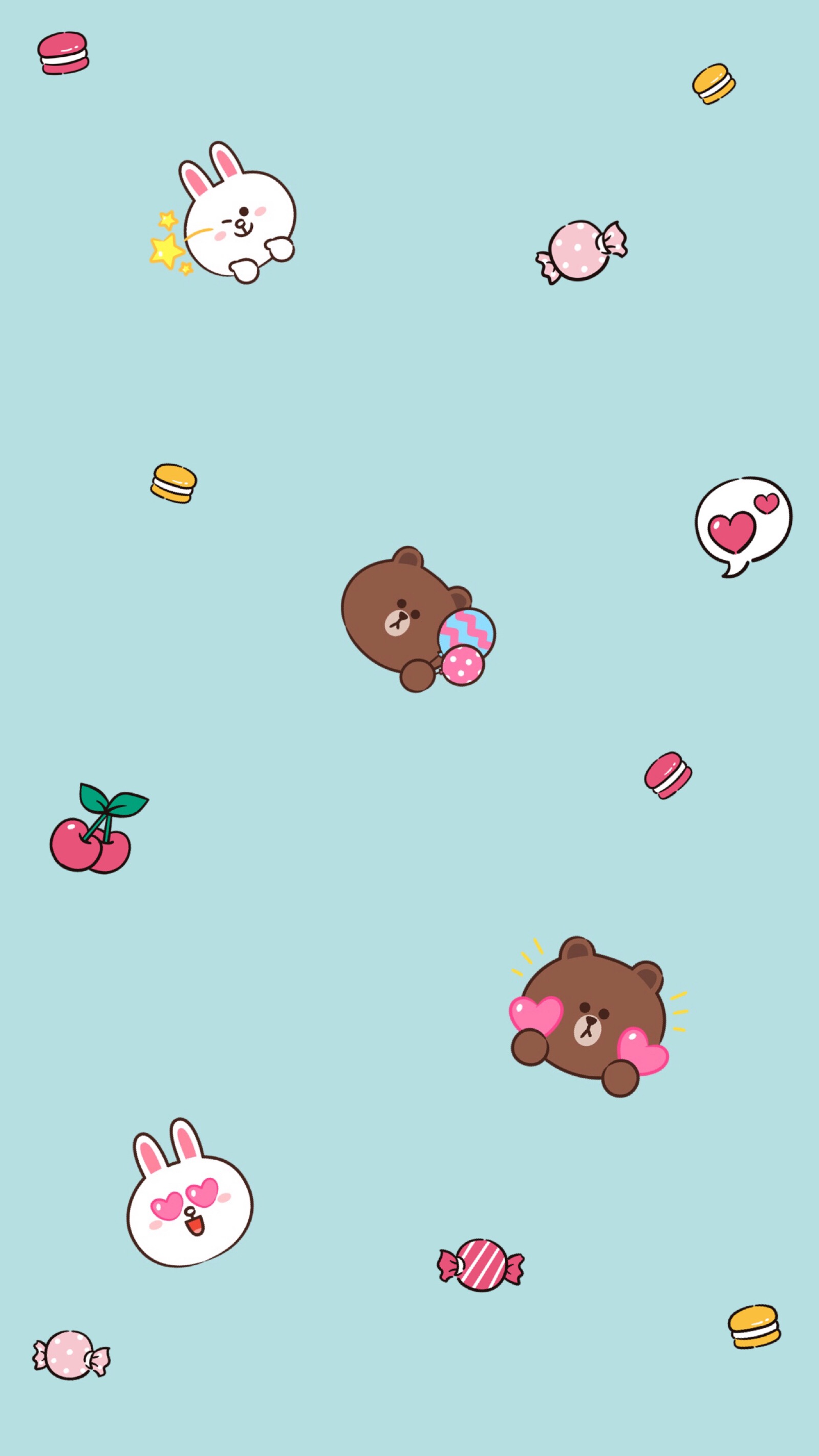 iphone 壁纸 line cony brown 可妮 布朗 莎莉 熊大