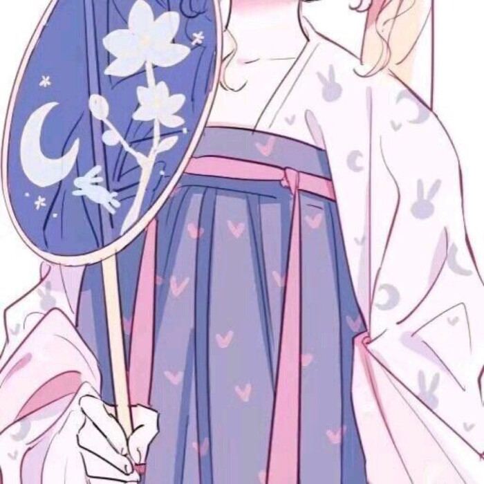二次元闺蜜甜头少女心插画古风花头像