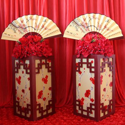 新款中式婚礼路引中国风汉唐路引婚庆道具舞台婚礼布置梅花方柱