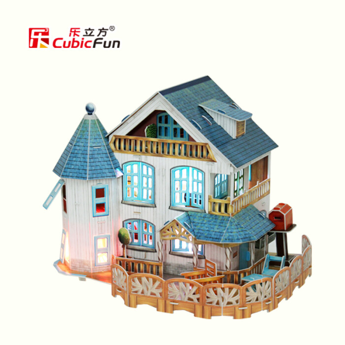 3d立体拼图 花园大别墅diy房子小屋拼装模型女孩手工制作益智玩具
