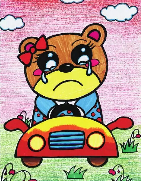 哭泣的小熊简笔画图片