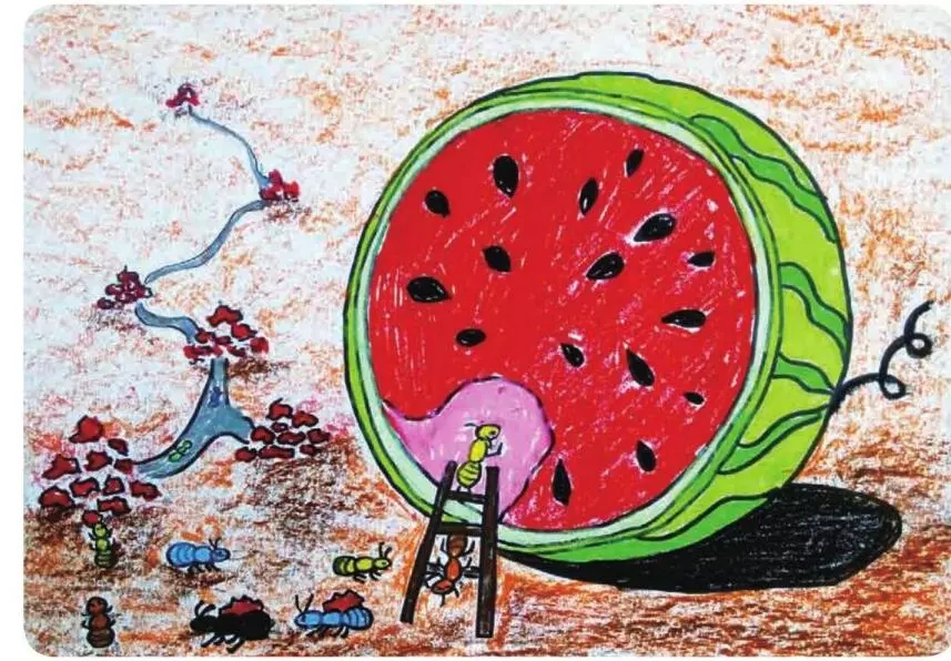 蚂蚁和西瓜画画的作品图片
