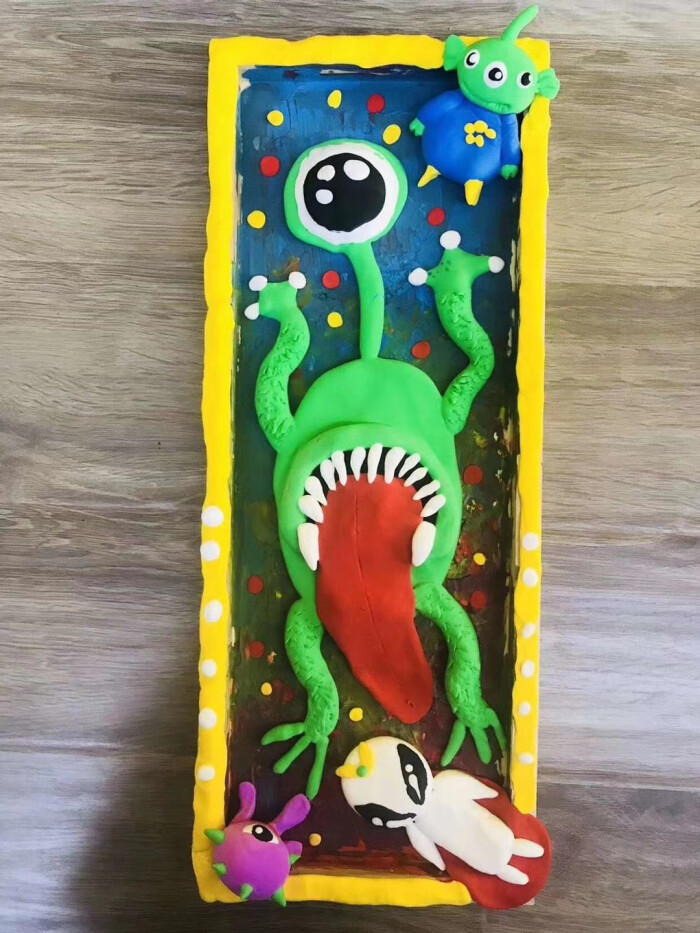 儿童画章鱼盘子粘土v章鱼多肉牡丹花卉黏土画鳄鱼猫头鹰猴子手工第二次下山50字图片