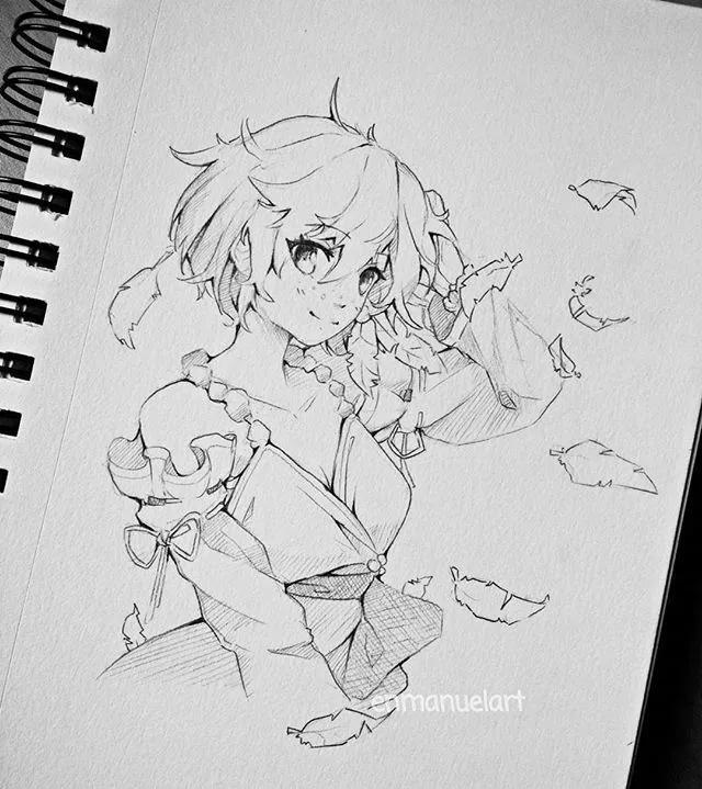 铅笔画 针管笔 黑白 线稿画师:enmanuelart 黑白动漫线描作品