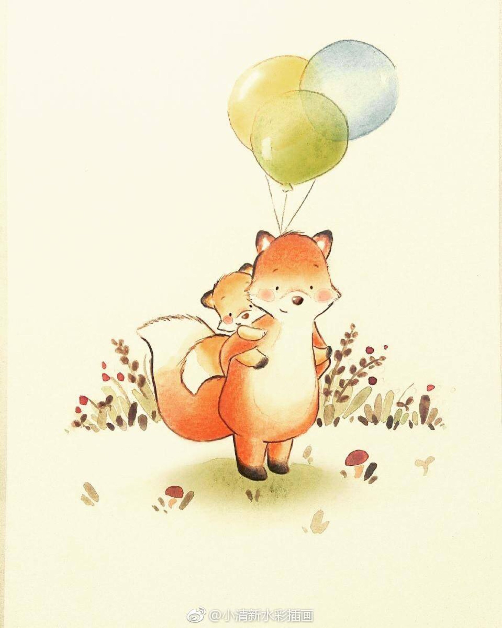 儿童插画,暖暖的手绘~[心]