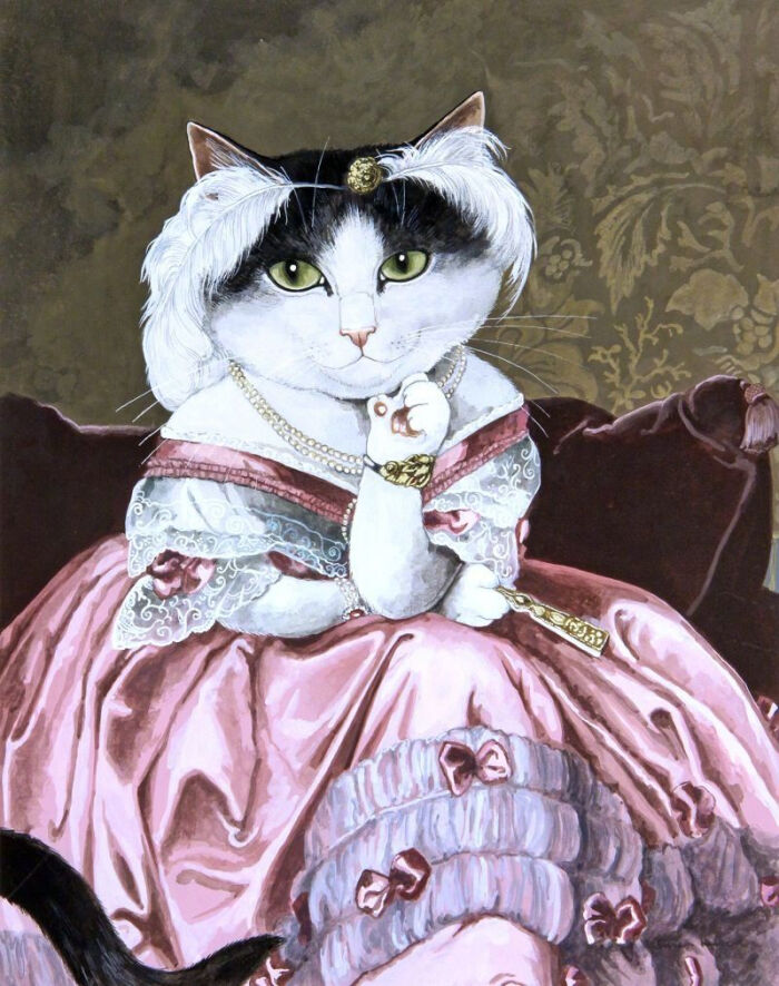 以画猫而闻名的英国艺术家 susan herbert 带来的猫咪画作 