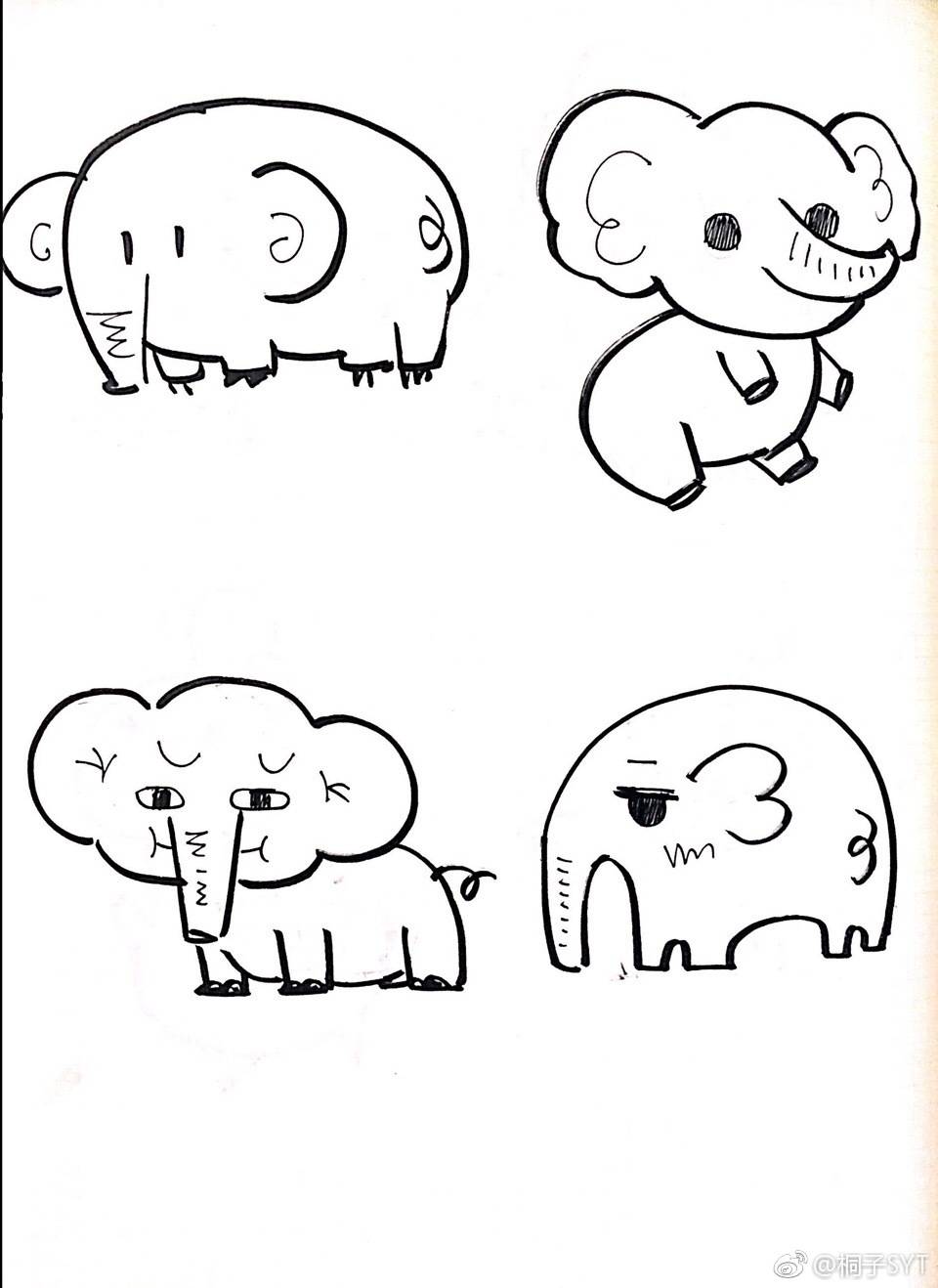 分享一组手帐简笔画素材(动物类)