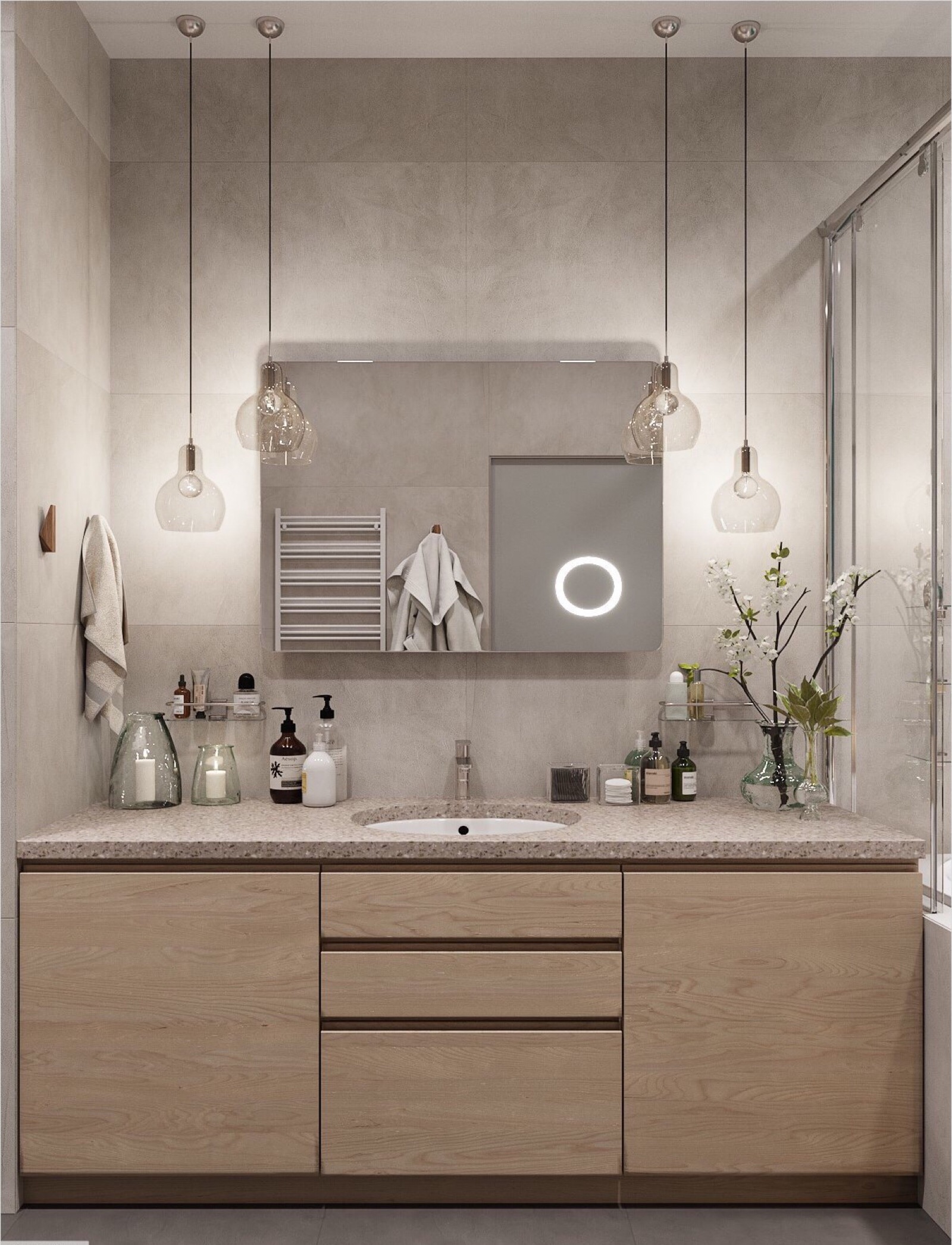 洗漱台作为每天早上洗漱,装扮的地方当然要有不一样的格调,洗漱台的