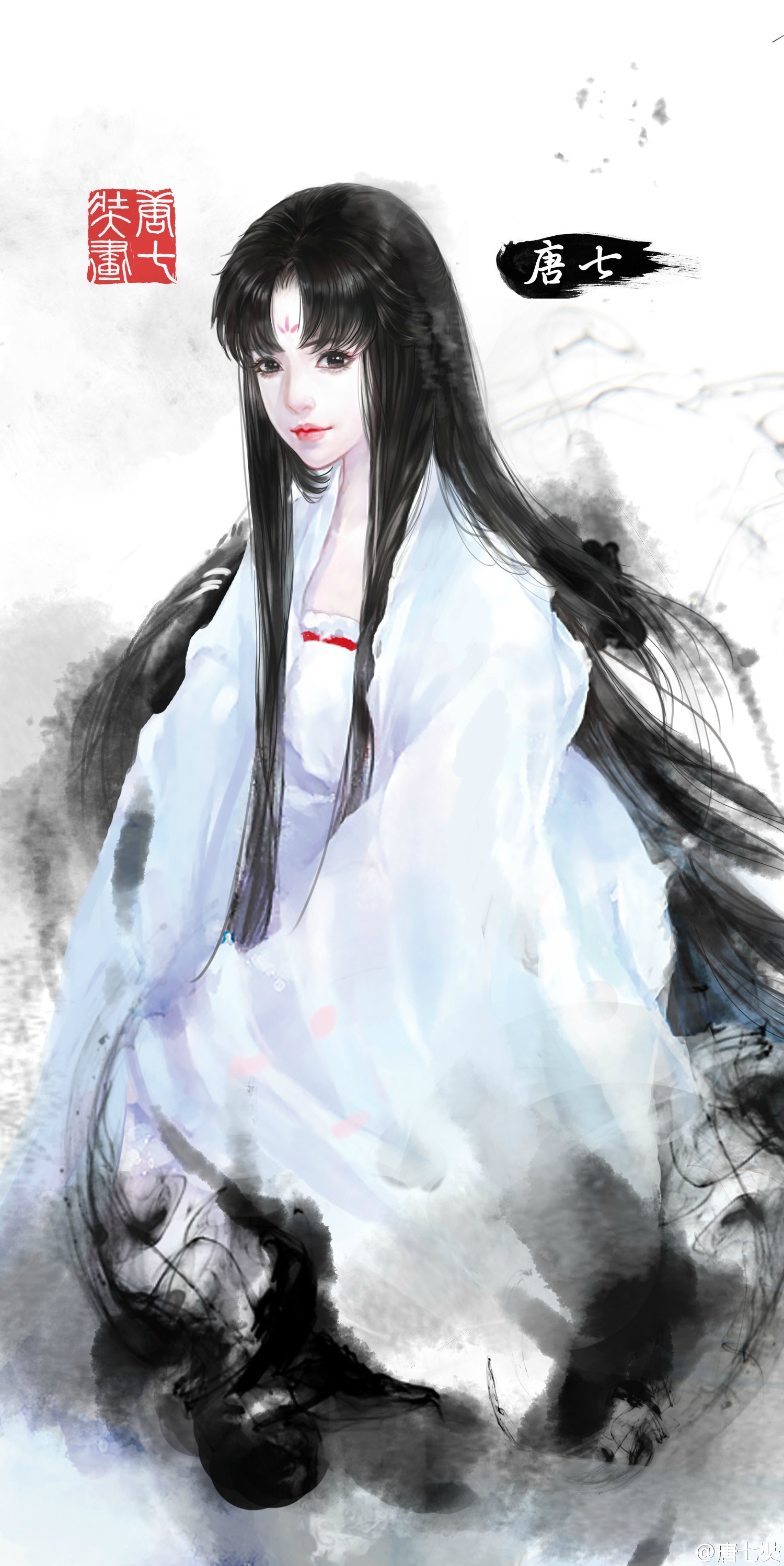 手绘古装美女 插画师:唐七装