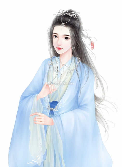 手绘古装美女 插画师:花夕颜