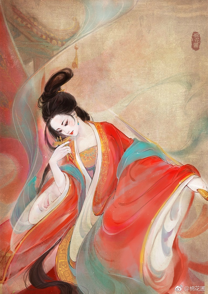 手绘古装美女 插画师:棉花圃