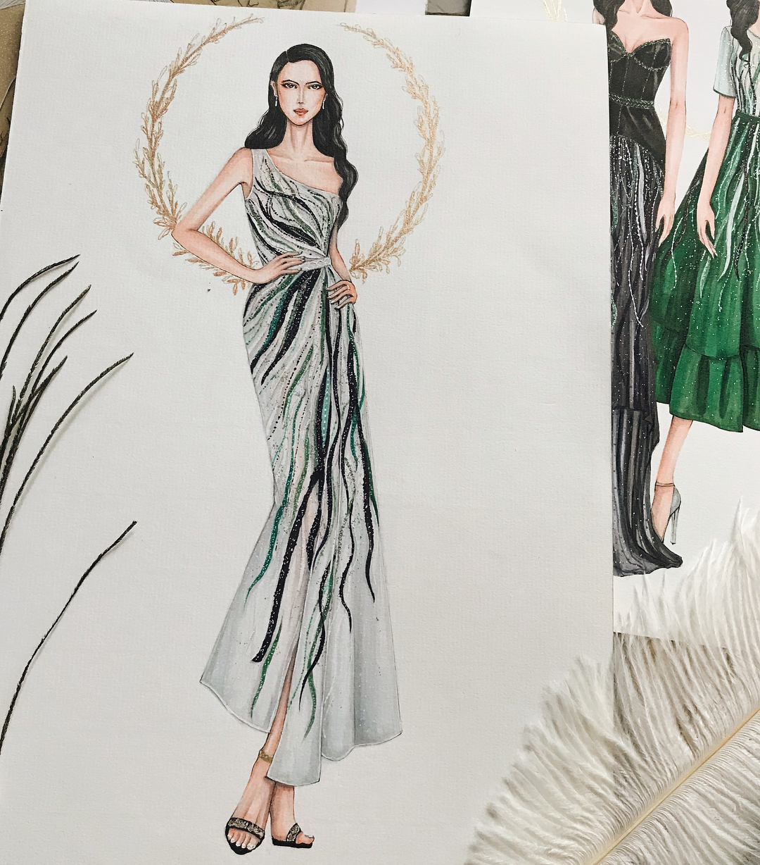 时装绘画 服装设计 手帐素材 婚纱 礼服 ins:eris_tran