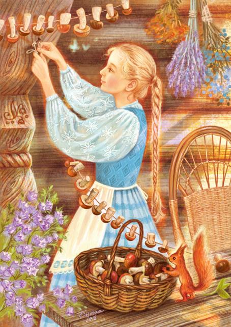 少女 美食 俄罗斯风情插画 ~ 画师tanya sitaya作品