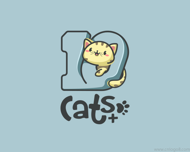 带猫的logo设计卡通图片
