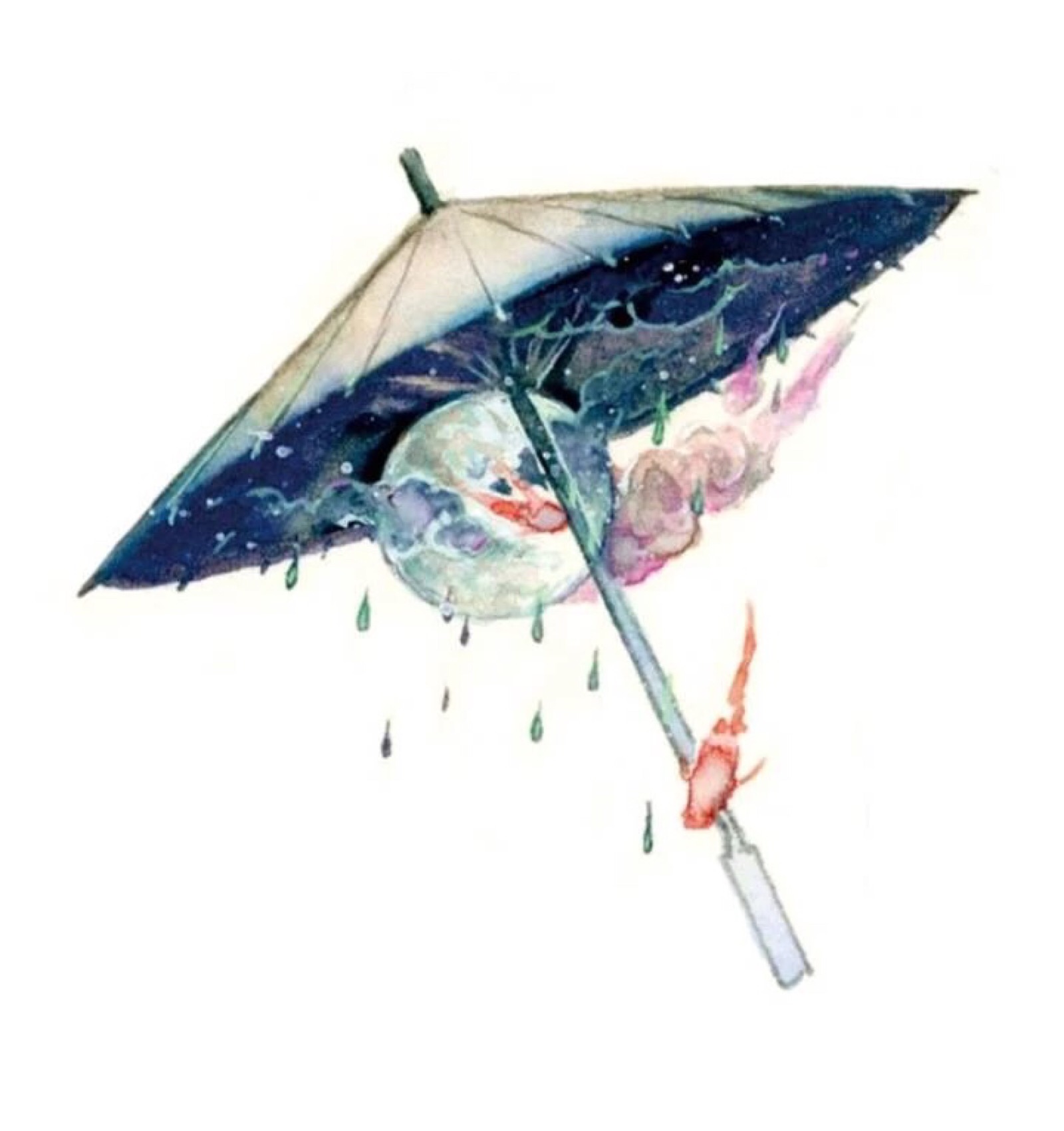 白纸伞绘画图古风图片
