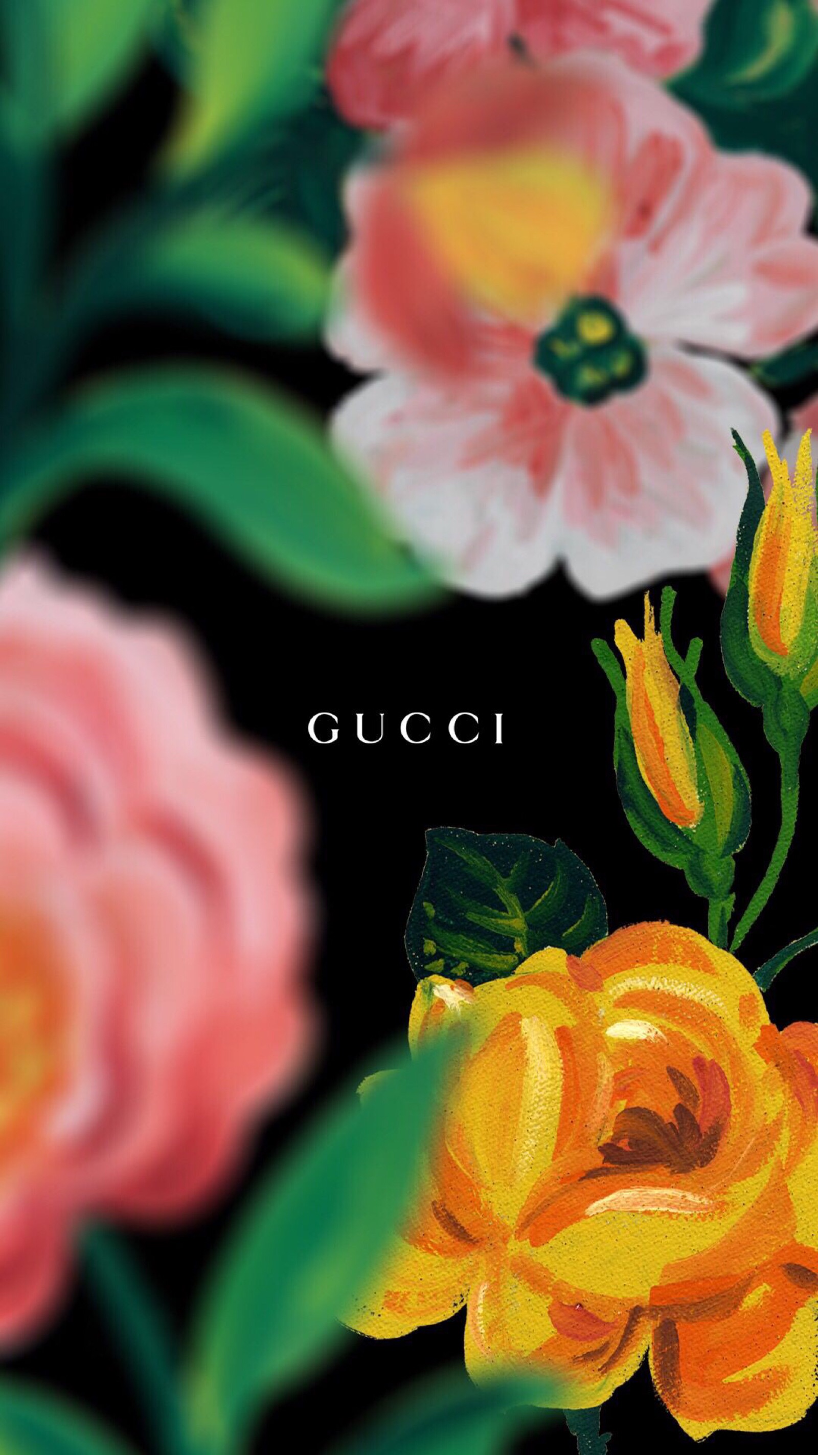 gucci花系列 手机壁纸 背景图
