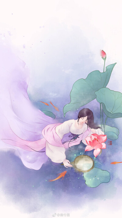 古风 古韵 中国风 手帐素材 插画 手绘 彩绘 头像 壁纸微博:乐兮画