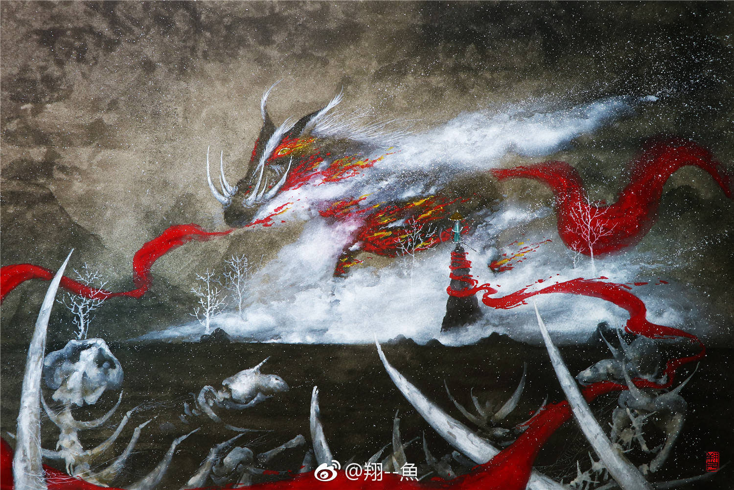 中国百怪 古风 古韵 中国风 手帐素材 插画 手绘 彩绘 头像 壁纸