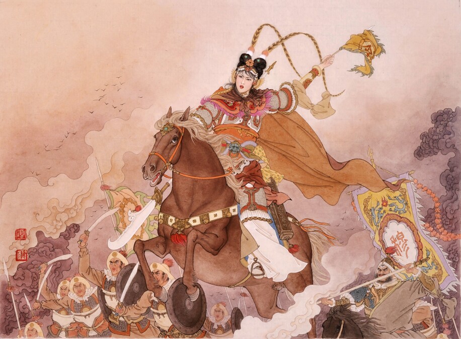 穆桂英骑马图片