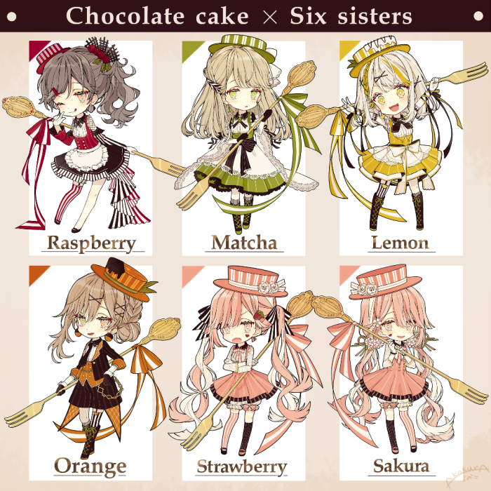 巧克力蛋糕拟人六姐妹