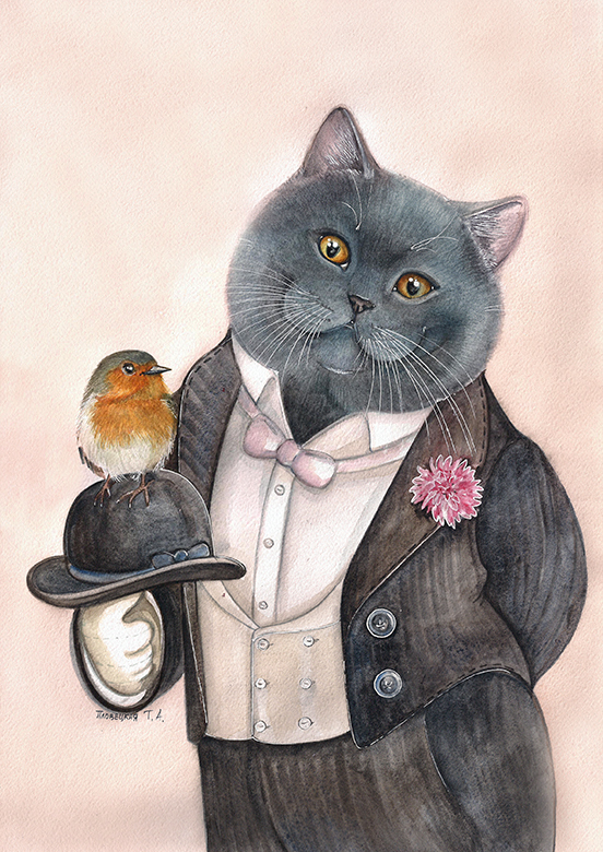 拟人化的装扮,萌可爱的猫插画 ~ 俄罗斯画…-堆糖,美好生活研究所