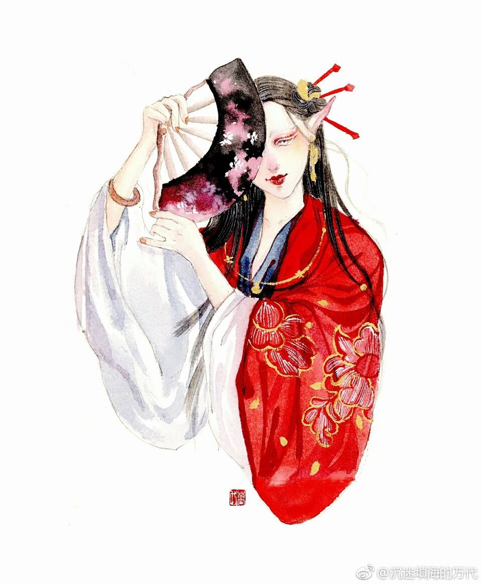 古风 古韵 中国风 手帐素材 插画 手绘 彩绘 头像 壁纸