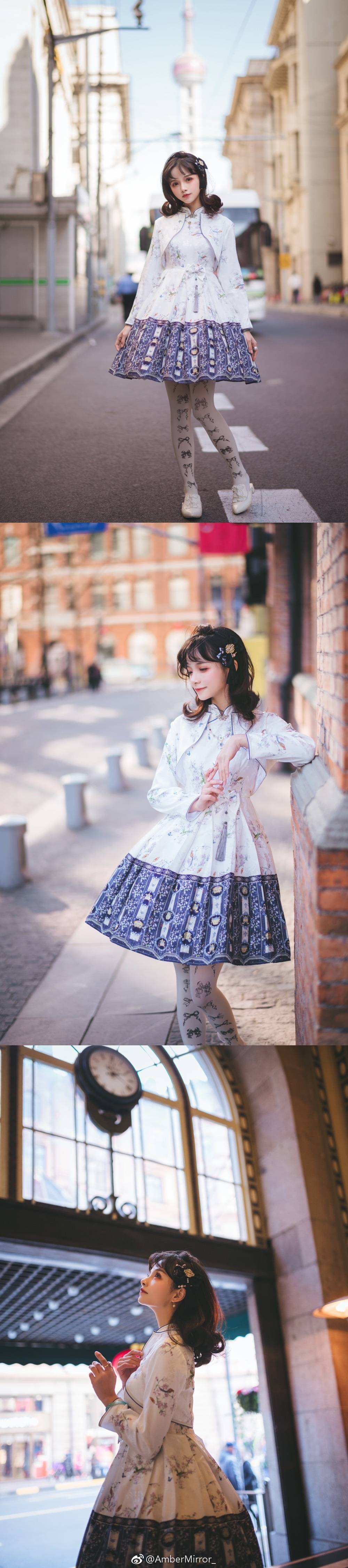 ambermirror中国风lolita千秋冠旗袍领白色jsk 罩衫/小外套 谢安然 小