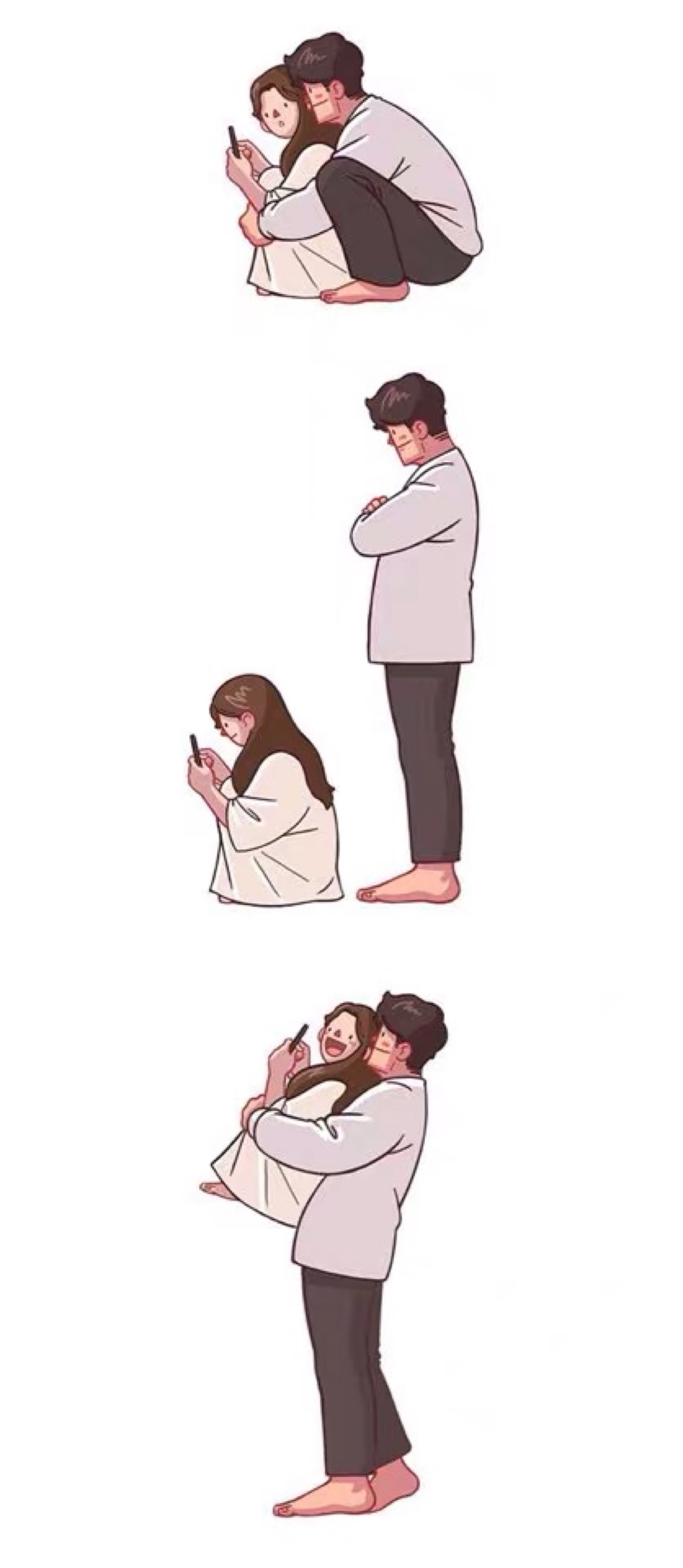 韩国手绘情侣日常插画图片