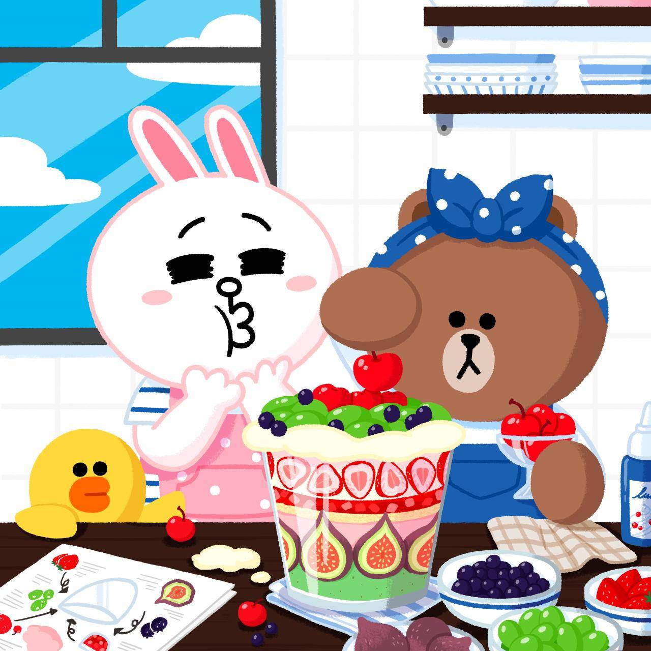 line friends 布朗熊brown choco 可妮兔cony 莎莉鸡sally 馒头人穆恩