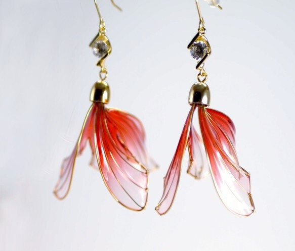 creema minne造化液玻璃质感小花耳钉