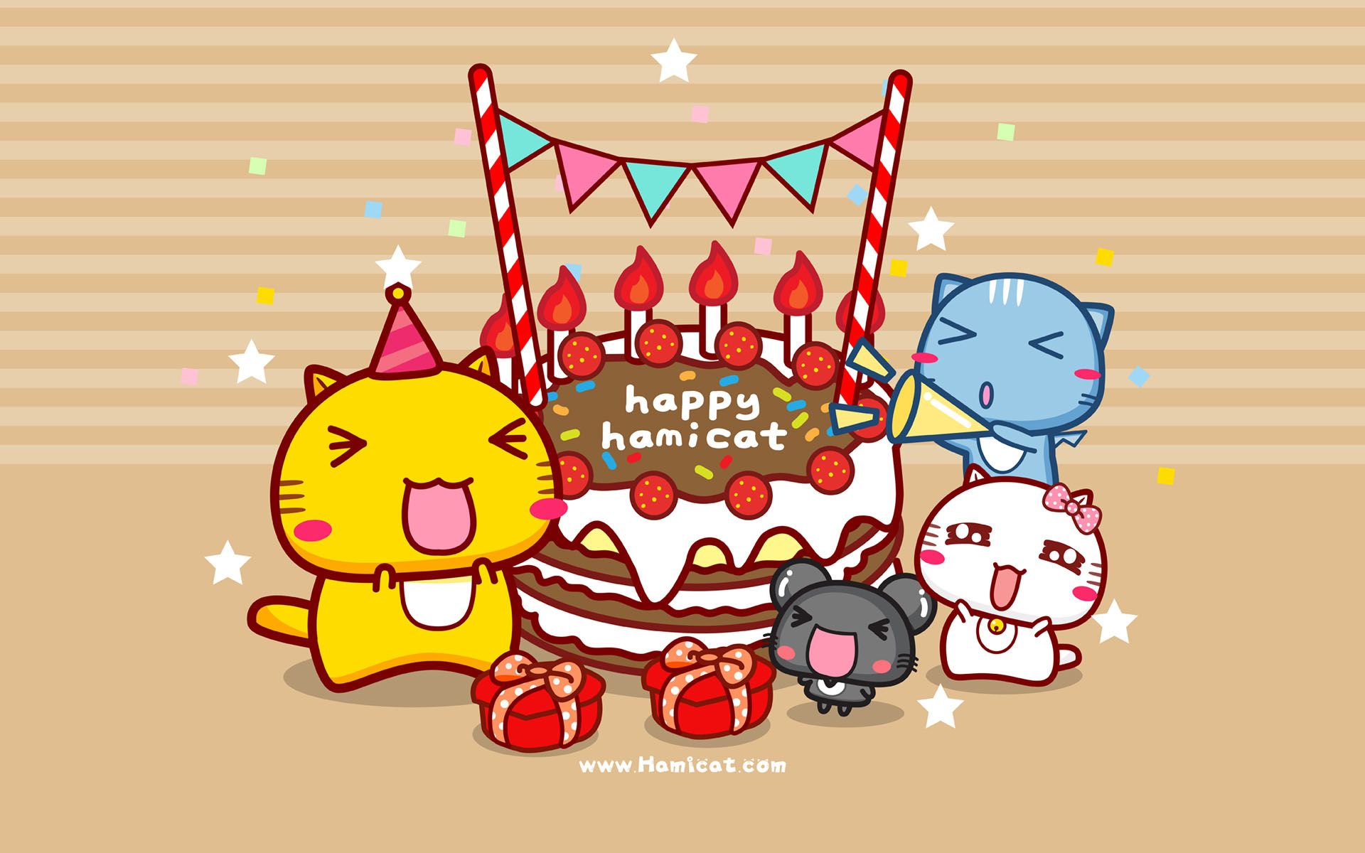 哈咪猫生日快乐电脑壁纸