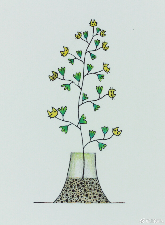 简笔画小盆栽,为生活增加一丝色彩~ 作者:顽趣周