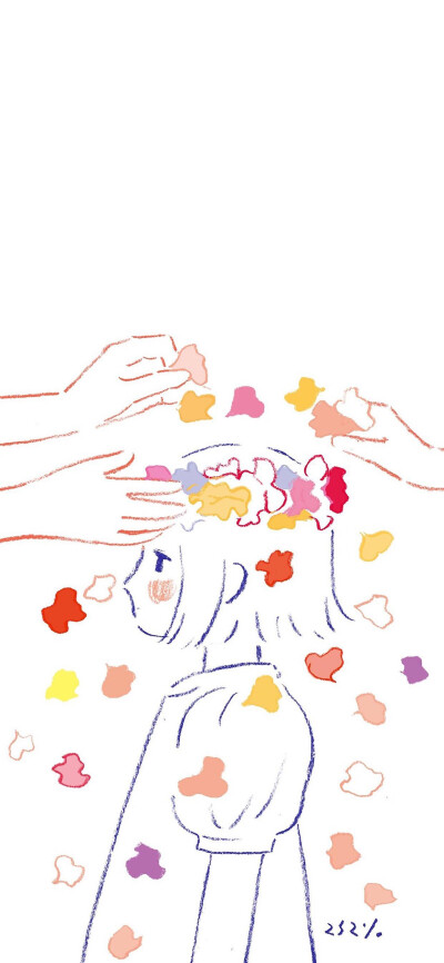 插画师252% 手绘涂鸦油笔画 锁屏壁纸微信背景图