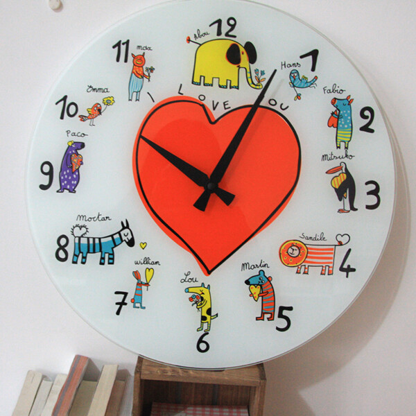 【家什巧居】荷兰nextime彩色心情客厅玻璃卡通创意钟表