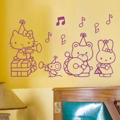 kitty 客厅电视背景墙贴纸卧室儿童房贴画玻…-