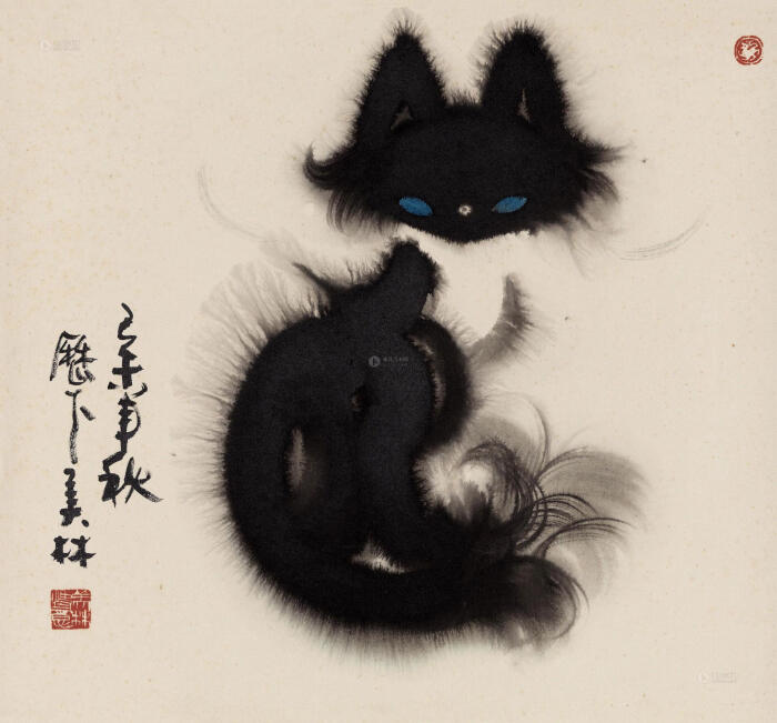 0844小狐狸 镜心 设色纸本
