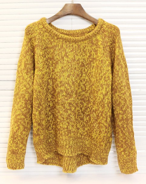 优优推荐 韩版百搭杂色混色休闲编织宽松套头