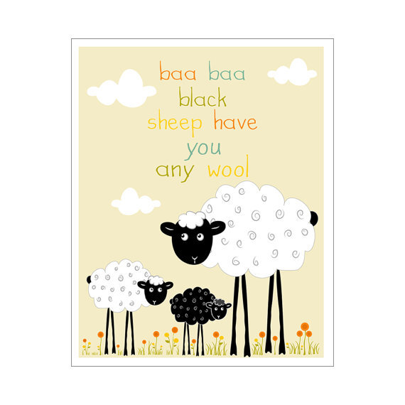 children"s wall art / nursery decor baa baa black sheep have you