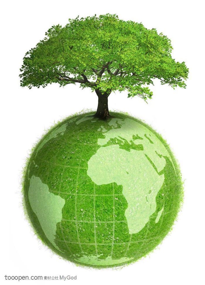 环境保护-绿色地球中的树设计图片背景