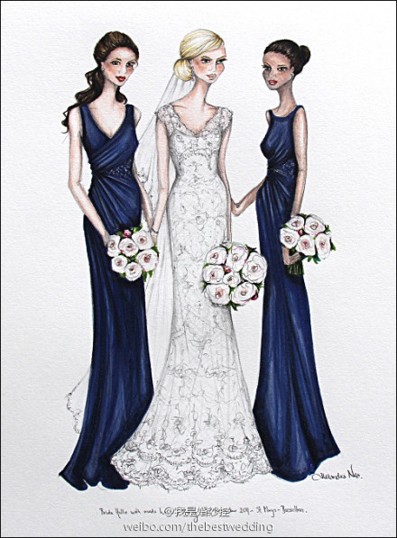 分享一组很美的婚纱礼服手绘图