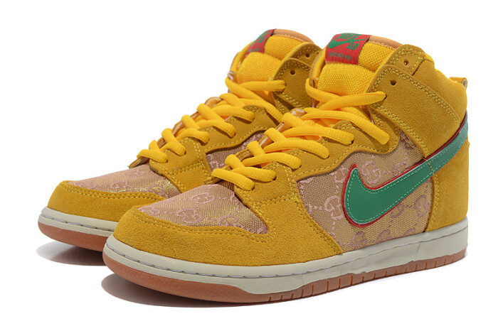 nike sb dunk hi 古奇高帮男子高帮滑板鞋黄绿经典配色系列