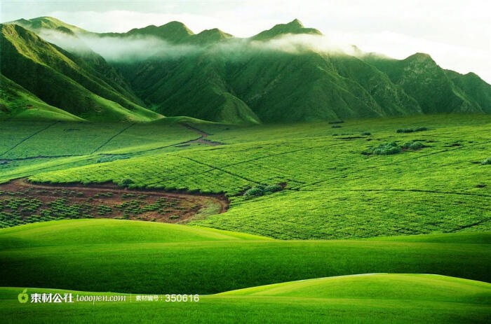 草原风景上的高山高清摄影桌面壁纸图片素材