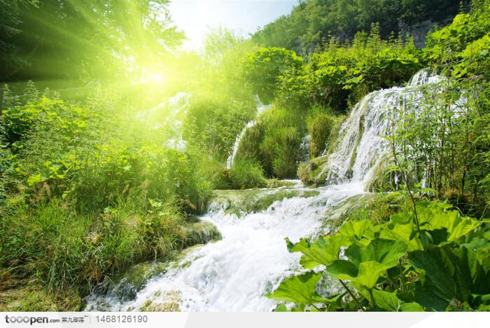 优美大自然风景瀑布高清摄影桌面壁纸图片素材