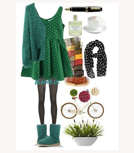 款式搭配丨针织衫+连衣裙+雪地靴-堆糖,美好生