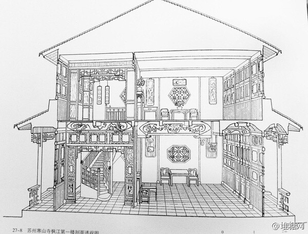 古风建筑线稿图.